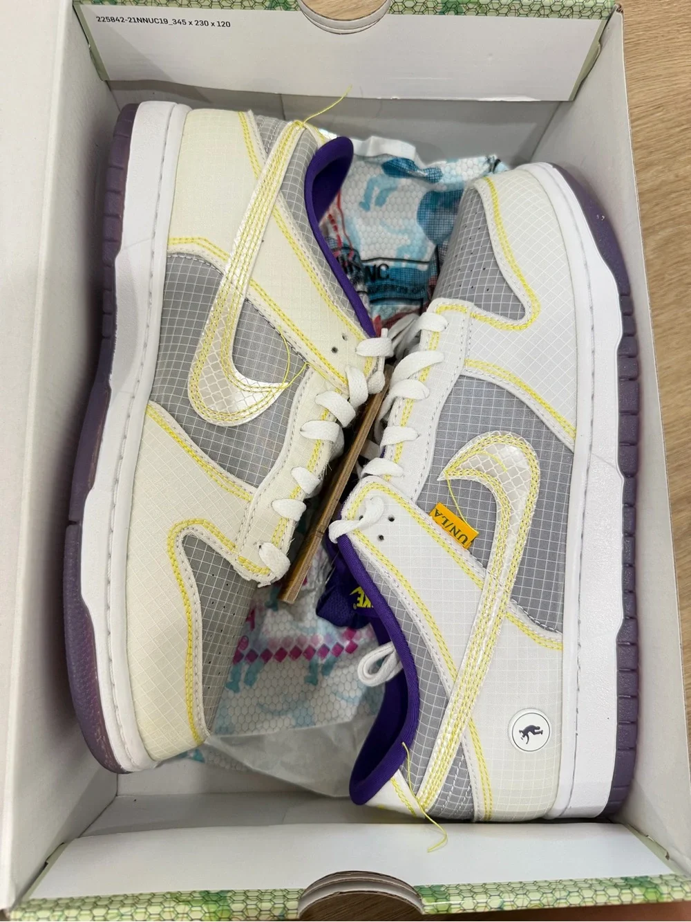Nike men’s   Low-Top Sneakers — White, Gray & Purple with Yellow Accents